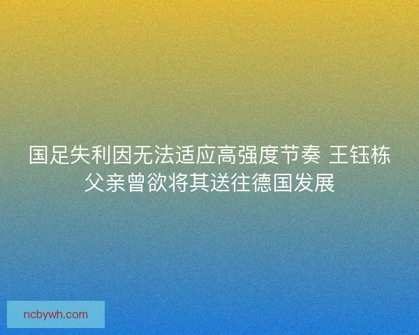 国足失利因无法适应高强度节奏 王钰栋父亲曾欲将其送往德国发展