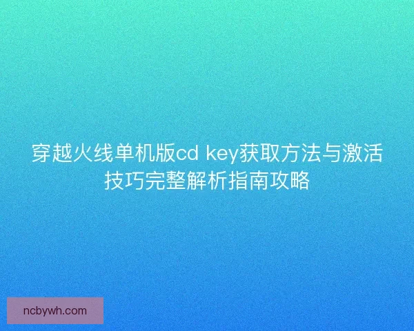 穿越火线单机版cd key获取方法与激活技巧完整解析指南攻略